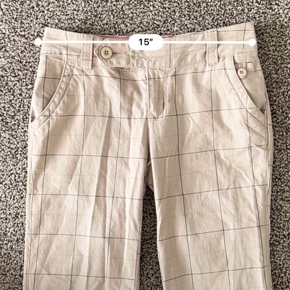 Vintage Y2K Low Rise Plaid Flare Trousers Pants - Tan Beige - Size 5 / Small - Picture 10 of 11